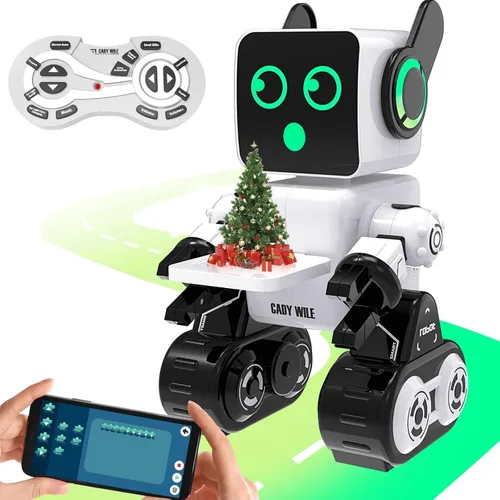 Vista 8 de okk Juguetes Robot para Niños, Robot de Control Remoto Programable, Juguetes Interactivos con Alcancía, LED y Bandeja, Camina Habla Canta Baila