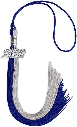 Vista 142 de Endea Graduation Borla de doble color con gota de fecha plateada (negro/oro antiguo, 2025)