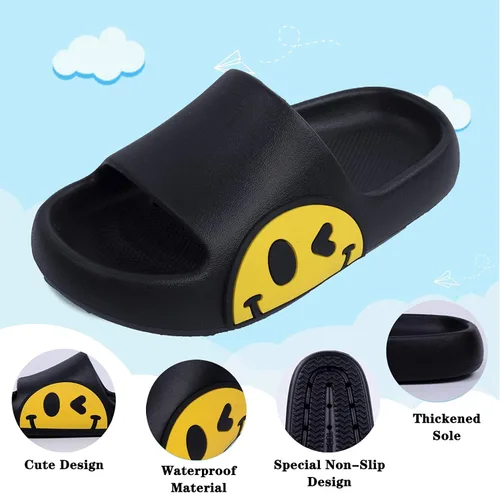 Vista 3 de Pantuflas para hombre, mujer, niñas y niños, de etilvinilacetato, antideslizantes, para interiores y exteriores, pantuflas con caras sonrientes