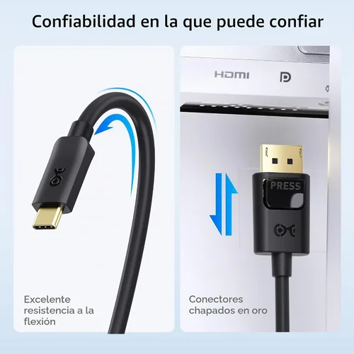 Vista 7 de Cable Matters - cable 60 Hz USB-C para DisplayPort 4K (compatible con puerto Thunderbolt 3), Negro