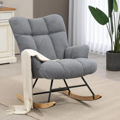 Vista 9 de Mecedora para guardería, silla deslizante para interiores, cómodas sillas de lactancia compactas para espacios pequeños, sala de estar, aula Negro