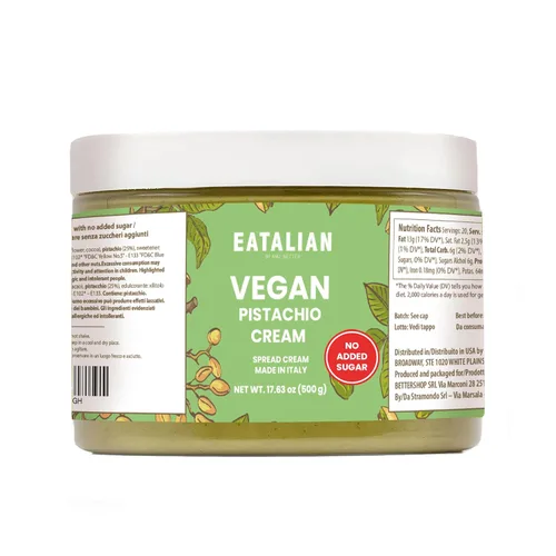 Vista 25 de EATALIAN by AMZ BETTER Crema de Pistacho, 7oz/200 gr, pasta de pistacho untable, sabor dulce y único, ideal para pan, para pasteles, postres