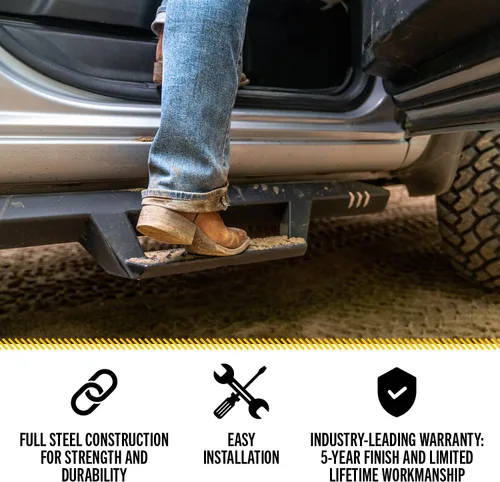 Vista 3 de RealTruck EpYx - Escalones para Toyota Tacoma Longitud de la cabina, acero, negro texturizado EXT05CC-TX Compatible con Toyota Tacoma Double