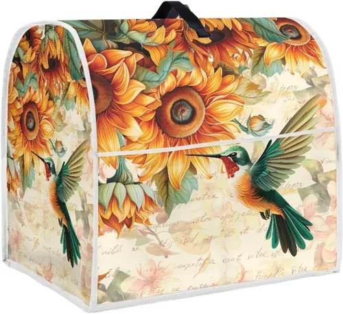 Vista 15 de Cubierta para batidora de pie a prueba de polvo con dibujos animados de pollo y flores para el hogar, cocina, decoración con mango y bolsillo