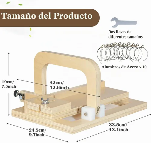 Vista 2 de Cortador de jabón profesional con alambre, herramienta de corte de madera ajustable, cortador de jabón para bricolaje, queso, mantequilla, pasteles