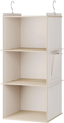 Vista 6 de YOUDENOVA Organizador colgante de armario, estantes de almacenamiento colgantes de 3 repisas, beige