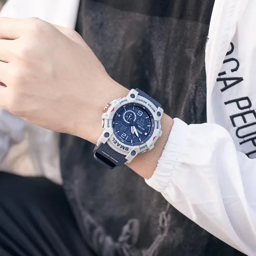 Vista 3 de Reloj de pulsera digital para hombre, estilo militar, impermeable, analógico, con cronómetro LED