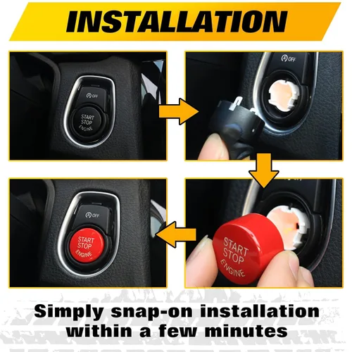 Vista 8 de x xotic tech Cubierta de Repuesto del Botón de Encendido del Interruptor de Motor de Arranque y Parada Deportivo Negro Compatible con BMW 2 3 4 5 6
