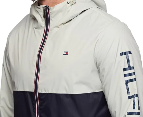 Vista 5 de Tommy Hilfiger - Chaqueta impermeable con capucha para hombre, ligera, para lluvia