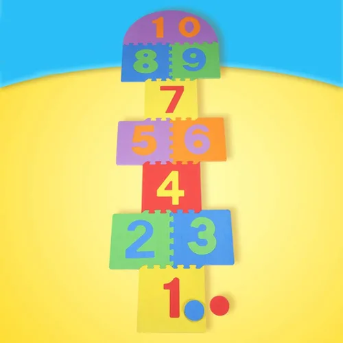 Vista 2 de ICRPSTU Hopscotch - Tapete de espuma entrelazado de rompecabezas para niños, tapete gigante de Hopscotch para interiores y exteriores, jardín