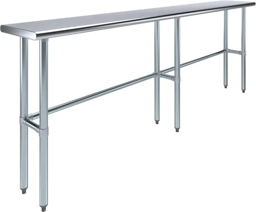 Vista 13 de AmGood Mesa de trabajo de acero inoxidable con base abierta, banco de trabajo de metal