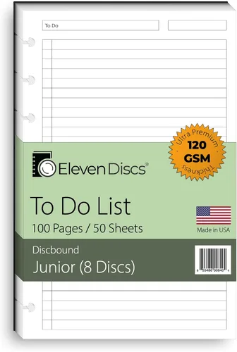 Vista 35 de Eleven Discs Papel Discbound, Hojas de Cuadrícula de Puntos Tamaño Junior - Repuestos Premium de 120gsm Peso Pesado para Cuaderno y Planificador - 8
