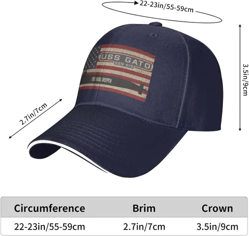 Vista 6 de USS Gato Ssn-615 Unisex Jeans Caps Baseball Cap Sandwich Caps
