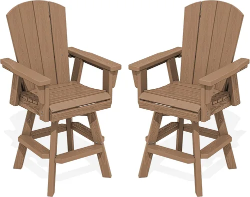 Vista 20 de SERWALL Silla de bar Adirondack giratoria de HDPE, taburetes de bar giratorios para exteriores, silla Adirondack de balcón para bistro, piscina