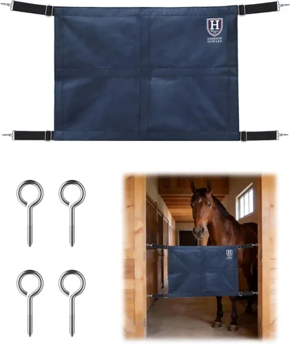 Vista 6 de Harrison Howard Protector de bloqueo para granero de caballos con correas ajustables y ganchos de resorte resistentes incluidos protector de parada
