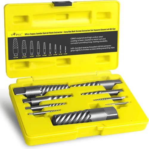 Vista 7 de TOPEC Juego de extractor de tornillos dañados, 7 piezas extractoras de pernos fáciles de sacar para quitar fácilmente pernos rotos, tornillos
