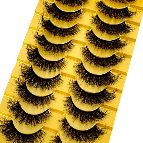 Vista 22 de Nuevas 10 Pares de Pestañas de Visón 3D Pestañas Postizas Hechas a Mano Pestañas Largas Esponjosas y Voluminosas Naturales Herramientas