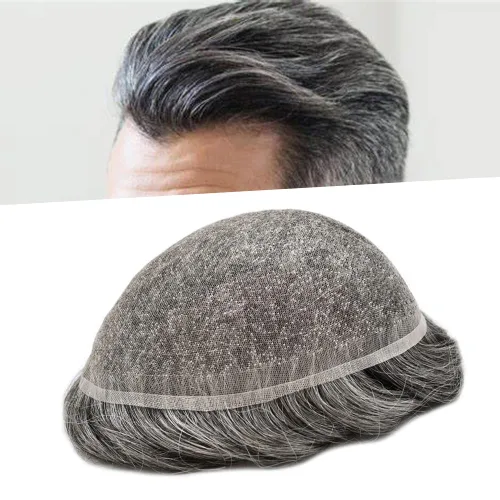 Vista 31 de PUNRU HAIR Completo Swiss Lace Toupee para hombres Sistema de cabello humano real Sistema de reemplazo de cabello humano para hombre Toupee
