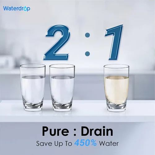 Vista 4 de Waterdrop D6 - Filtro de agua por ósmosis inversa, 600 GPD Sistema de ósmosis inversa sin tanque bajo el fregadero, reduce PFAS, relación 2:1