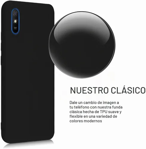Vista 3 de kwmobile Funda compatible con Xiaomi Redmi 9A / 9AT - Funda protectora de silicona TPU suave y delgada - Negro mate