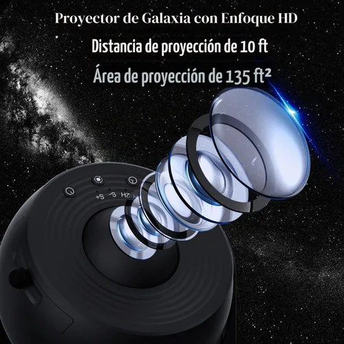 Vista 5 de Proyector de galaxia, proyector de estrellas planetario 13 en 1 con sistema solar y constelación, lámpara giratoria de 360°, proyector de luz