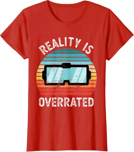Vista 27 de Reality is Overrated VR - Camiseta divertida de regalo de realidad virtual, Negro, S