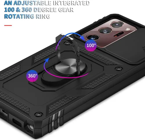 Vista 9 de Funda para Samsung Galaxy Note 20 Ultra 5G con ranura para tarjetero de cámara deslizante, grado militar, resistente, a prueba de golpes, funda
