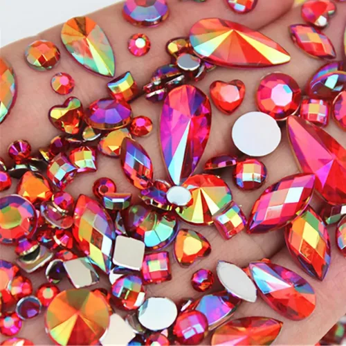 Vista 8 de 1000 gemas de cristal AB de diamantes de imitación coloridos, joyas de piedras preciosas acrílicas con parte trasera plana, manualidades