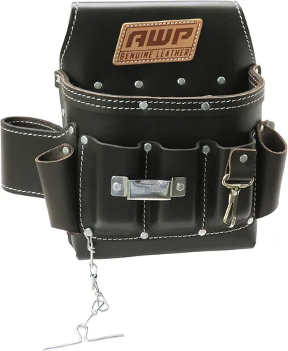 Vista 2 de AWP Bolsa para herramientas de electricista (1LL-526-2) Graintex 10 bolsillos bolsa de herramientas de cuero curtido al aceite
