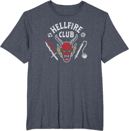 Vista 16 de Stranger Things 4 Camiseta Hellfire Club con Calavera y Armas Negro