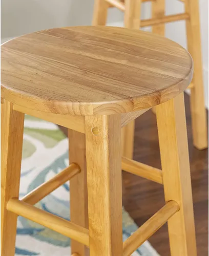 Vista 8 de PJ Wood - Taburetes de bar redondos de madera de 29 pulgadas - Juego de 2