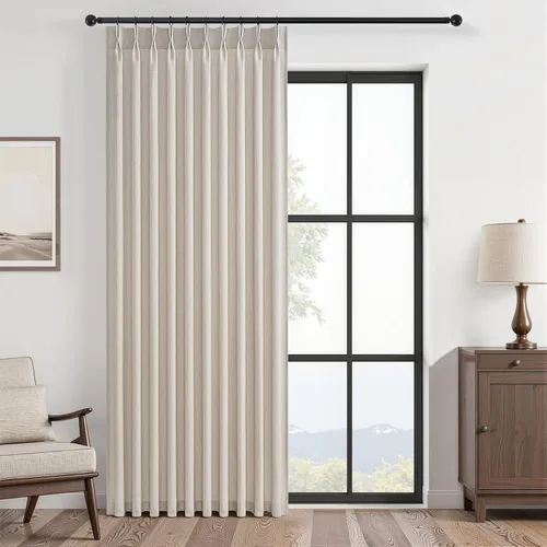 Vista 27 de 2 paneles de cortinas plisadas de lino beige de 84 pulgadas de largo, para dormitorio y sala de estar, cortina plisada con ganchos y pestaña trasera