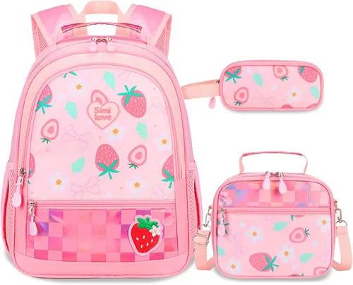 Vista 20 de Juego de mochila de 3 piezas, Arco rojo negro, Escuela