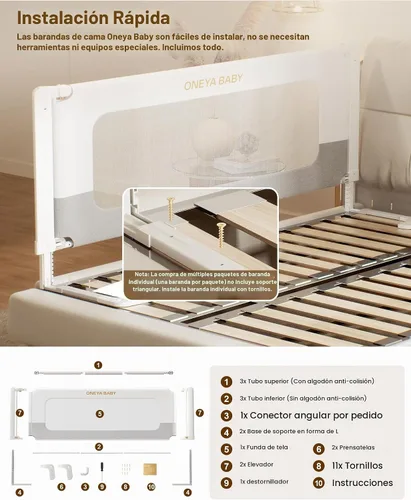Vista 9 de Riel de cama para niños pequeños, protector de riel de cama de bebé grueso