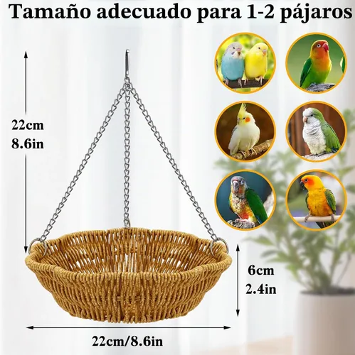 Vista 6 de Juego de 20 juguetes de forraje para pájaros con cesta colgante