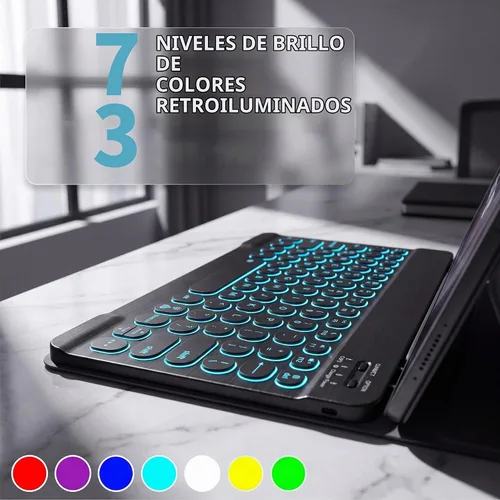 Vista 6 de Funda con teclado retroiluminado para Samsung Galaxy Tab A9 Plus de 11 pulgadas 2023 (SM-X210/X216/X218) con protector de pantalla, teclado