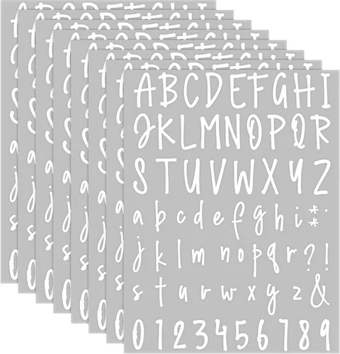 Vista 8 de Sepamoon 552 calcomanías de letras, 8 hojas autoadhesivas de vinilo del alfabeto, calcomanías de números de buzón impermeables para manualidades
