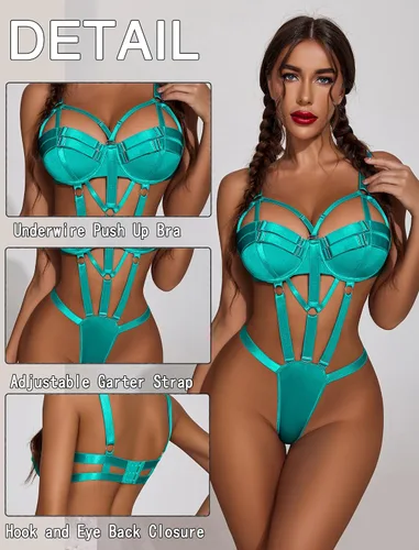 Vista 3 de Avidlove Lencería para mujer con brasier push up, lencería de una pieza con aros
