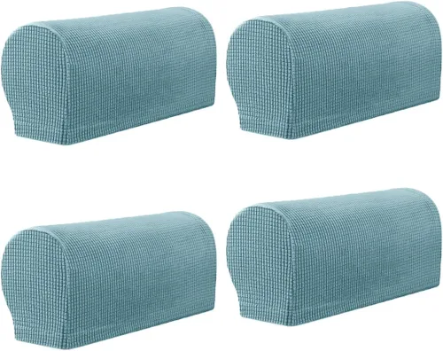 Vista 6 de vctops 4 fundas elásticas para reposabrazos de color sólido, antideslizantes, para sillas, sofá, sillón, fundas para sofá reclinable con pasadores