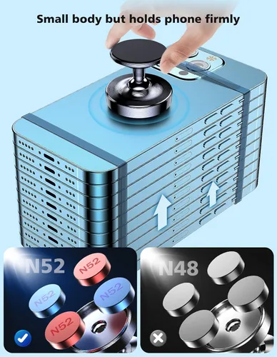 Vista 2 de Paquete de 2 soportes magnéticos para teléfono para automóvil, imán fuerte, soporte magnético para teléfono, rotación de 360°, imán de teléfono