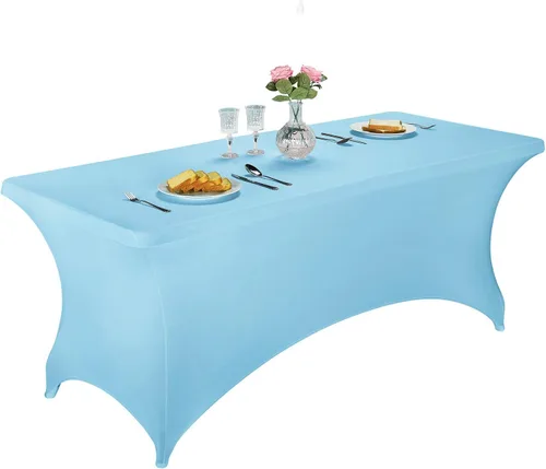 Vista 71 de LZY Cubierta de Mesa Elástica Ajustable de Spandex para Mesa Plegable de 6 pies, 4 pies o 8 pies, Mantel de Cóctel Rectangular, Perfecto para Champn