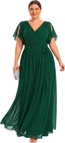 Vista 12 de Ever-Pretty Plus Vestidos de dama de honor formales de gasa para mujer Negro