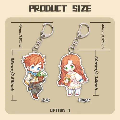 Vista 4 de My Time at Portia Characters Merch - Llavero acrílico de dos caras (2 pulgadas de alto)