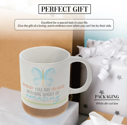 Vista 3 de Pavilion Gift Company - You Are Amazing - Taza de cerámica de 16 onzas con fondo esmaltado arenoso, mariposa