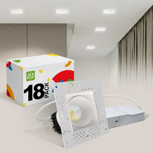 Vista 13 de ASD - Lámpara de techo empotrable LED sin bordes de 2 pulgadas, descendente sin lata con caja de conexiones, 5CCT seleccionable 2700K-5000K, 8W 636