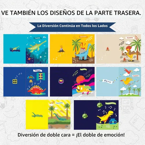 Vista 2 de 8 carpetas escolares – Lindas carpetas de bolsillo con 8 diseños únicos de dinosaurios en la parte delantera, trasera e interior – Carpetas