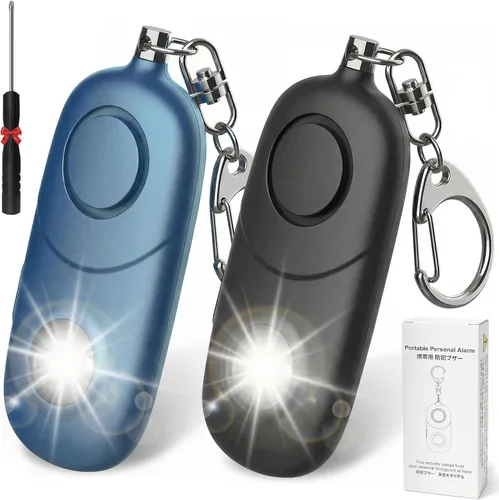 Vista 9 de Alarma personal para mujeres, llavero de alarma: Qoosea 135dB llavero de emergencia sirena con luz estroboscópica sirena fuerte para mujeres, niños