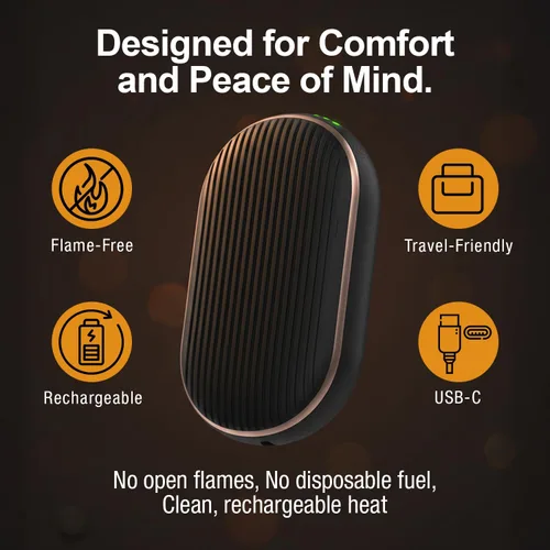 Vista 7 de Calentador de Manos Handy Heater Ultra - Recargable y Sin Cables con 3 Ajustes de Calor - Portátil, Alimentado por Batería, Ligero - Hasta 7 Horas