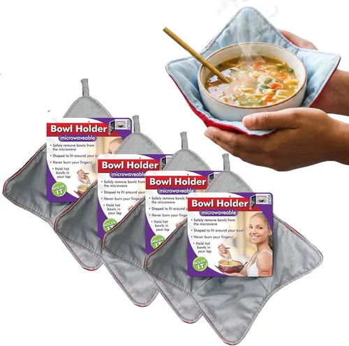Vista 7 de Jokari Paquete de 2 soportes para cuencos para microondas, almohadilla caliente reversible acogedora para sopa, pasta, avena y helado