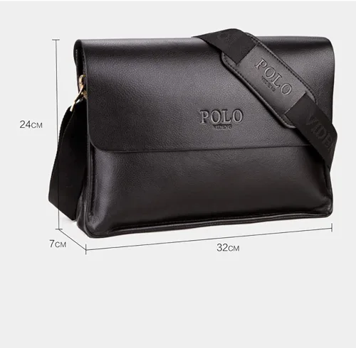 Vista 3 de Bolso de mensajero de cuero para hombre Bolso cruzado de hombro Bolso casual Bolso de negocios pequeño bolso ipad 9.7 bolsa, negro